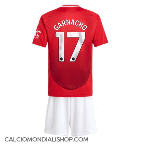 Maglie da calcio Manchester United Alejandro Garnacho #17 Prima Maglia Bambino 2024-25 Manica Corta (+ Pantaloni corti)